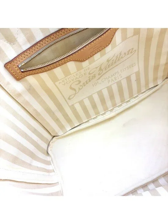 Louis Vuitton Neverfull MM Monogram Leather Brown White Tote Gold - Picture 6 of 15